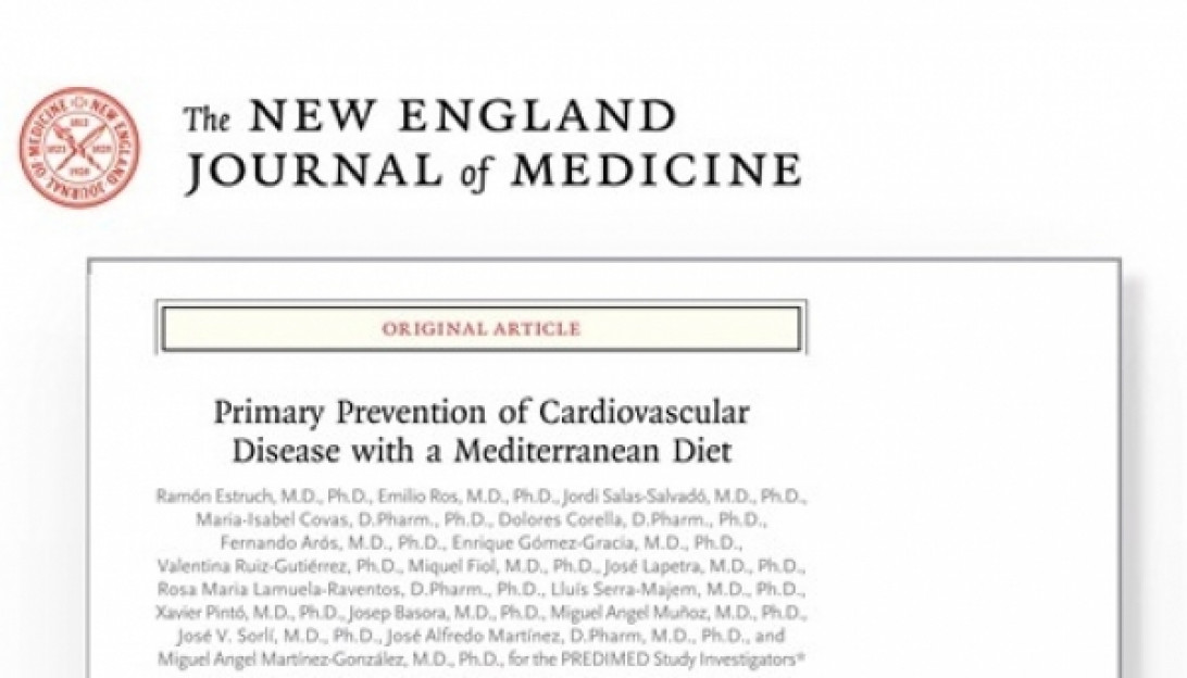 Esta imagen ilustra que: La dieta mediterranea reduce un 30% el riesgo de infarto, ictus o muerte cardiovascular según un estudio publicado en la prestigiosa revista “New England Journal of Medicine”, en el que ha pa