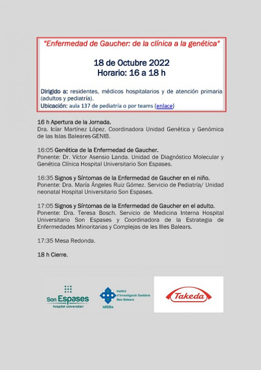 Jornada: Enfermedad de Gaucher: de la clínica a la genética
